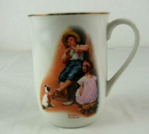 Taza de té de café Norman Rockwell 1981 vintage "The Music Maker" adornada en oro - Imagen 1 de 2
