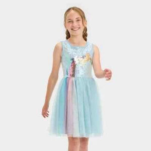 Zenzi Girl's Size Large (10-12) Sleeveless Unicorn Tulle Dress Blue - Picture 1 of 3