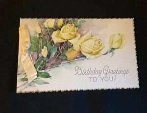 Vintage Art Deco Yellow Rose Birthday Card To YOU Friend c. 1920s by: Gibson - Picture 1 of 5