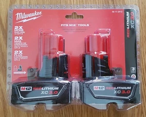 Milwaukee 48-11-2412 M12 REDLITHIUM XC3.0 Battery Two Pack NEW - Picture 1 of 7