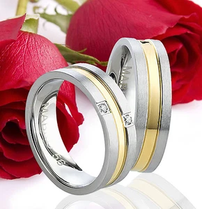 2 Ringe Eheringe Trauringe Verlobungsringe Gold Plattiert Gravur GRATIS TE1014 - Bild 1 von 1