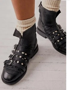 A.S. 98 Free People 41 Buckle Booties Vivi Black Leather Moto Boho SOLD OUT $388 - Bild 1 von 17