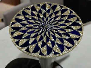 Mesa auxiliar de centro redonda de mármol azul mopa piedra diseño elegancia muebles de café decoración - Imagen 1 de 8