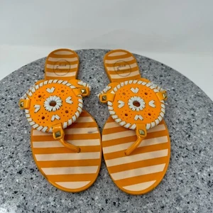 Jack Rogers Sandals Womens 8 Georgica Jelly Flats Flip Flops Orange Striped - Picture 1 of 16