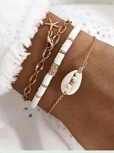 3pcs/set Boho Shell & Starfish Decor Bracelet Fashion Jewelry Accessories for - Picture 1 of 5