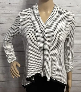 Anthropologie Mauve Strickjacke Medium dunkelgrau weiß Karomuster dünner Strick - Bild 1 von 12