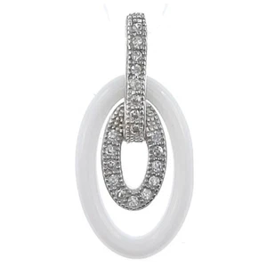 Pendentif en Argent 925, Céramique & Zirconium - NEUF - CHAÎNE en OPTION - Femme - Picture 1 of 17