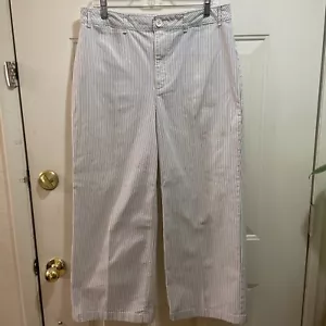 OLD NAVY Wide leg Extra High Rise Women’s White/Stripe Pants Sz 12 - Picture 1 of 12