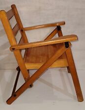 Mid Century Modern Childs Slat Back Folding Wooden Chair