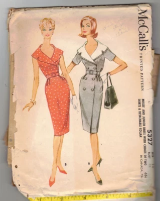 McCall's Printed Pattern #5327 Misses/Junior Dress w/collar Cut! (1960) Size 10 - Image 1 of 3