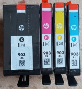 4 x Oryginalny HP 903XL Czarny Cyan Purpurpurowy Żółty. Wkłady atramentowe 3HZ51AE - Zdjęcie 1 z 8