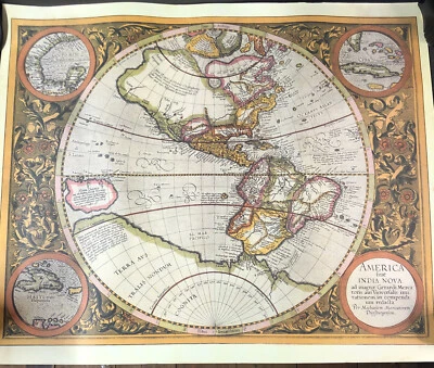Vintage Penn Prints NY Map of America 1620 by Mercator Replica Poster G 365 Foto 1 de 4