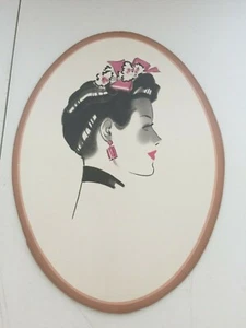 INSEGNA VINTAGE 1939 VITTORIANA MODA CAPELLI GIOIELLI PUBBLICITÀ OVALE LADY ART 14" - Foto 1 di 3