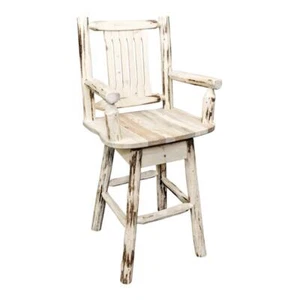 Montana Woodworks 30" Handcrafted Wood Captain's Barstool with Back in Natural - Picture 1 of 5