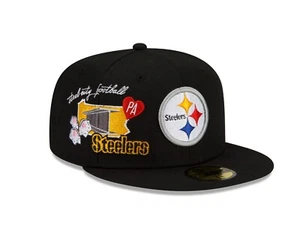 Pittsburgh Steelers New Era City Cluster State Inspired 59FIFTY Fitted Hat-Black - Picture 1 of 7