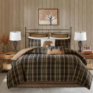 Woolrich Comforter Farmhouse Style King Set Multi-Colored Plaid Pattern (4Pc) - Picture 1 of 6