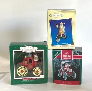 Vintage HALLMARK Keepsake CHRISTMAS ORNAMENTS Santa LOT of 3 Collectors Series - Picture 1 of 8