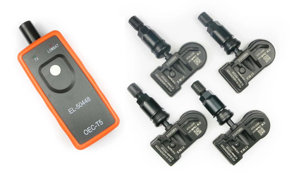 2022 2023 GMC Sierra 1500 New 433mhz TPMS Set Black Stem & TPMS Reset Tool - Image 1 of 1