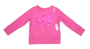 Gap Kids Metallic Logo Crewneck Sweatshirt Long Sleeve Pink Youth Girls S(6/7) - Picture 1 of 9