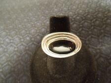 Vintage Sterling Silver East West Black Onyx Cabachon Orbital Ring Sz 7 -1/4