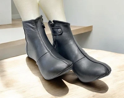 UNISEX SOFT SHEEPSKIN LEATHER SOCKS KHUFFS SHERPA LINED BLACK-SIZE 1 TO 12 - Image 1 of 4