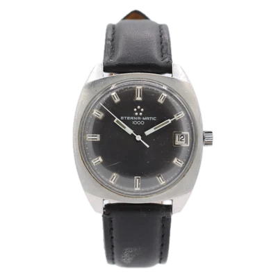 Vintage 33.5mm Eterna-Matic 1000 Men's Automatic Wristwatch 1489K Steel Gray - Image 1 of 4