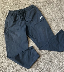 Nike Pants Mens Sz L Black Comfort Utility Front Golf Woven Unlined Sports Track - Picture 1 of 8