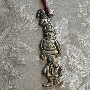 San Nicola quadrato ornamento peltro alce pupazzo di neve circa 4" - Foto 1 di 3