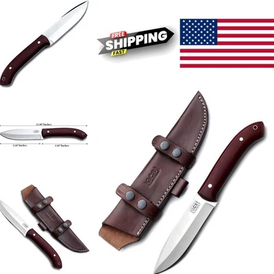 Faca tática Full Tang feita à mão com cabo G10 e bainha de couro - Imagem 1 de 4