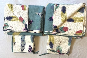 Greenland Home Boho Feathers Dream Catcher Twin Quilt Sham Quilted Bed Set - Picture 1 of 8