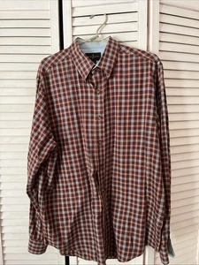 Camisa negra marrón para hombre mediana a cuadros con botones roja/naranja - Imagen 1 de 12