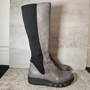 Miz Mooz Femmes Loren Gris Haut Genou Bottes Chaussures 39 M US 8,5-9 Y2K Chunky - Photo 1/8