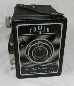 Vintage Tower One Twenty Box Camera with working shutter - Sears Roebuck + co. - Picture 1 of 6