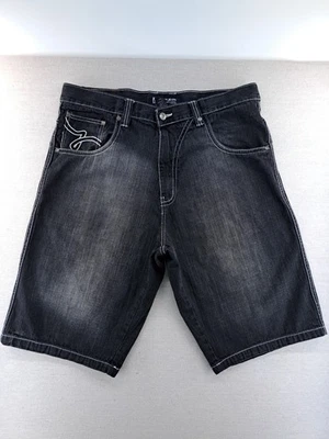 Vtg Dtek Jean Shorts Men 38 Black Baggy Loose Hip Hop Wide Leg Skater Y2k W38.5" - Image 1 of 4