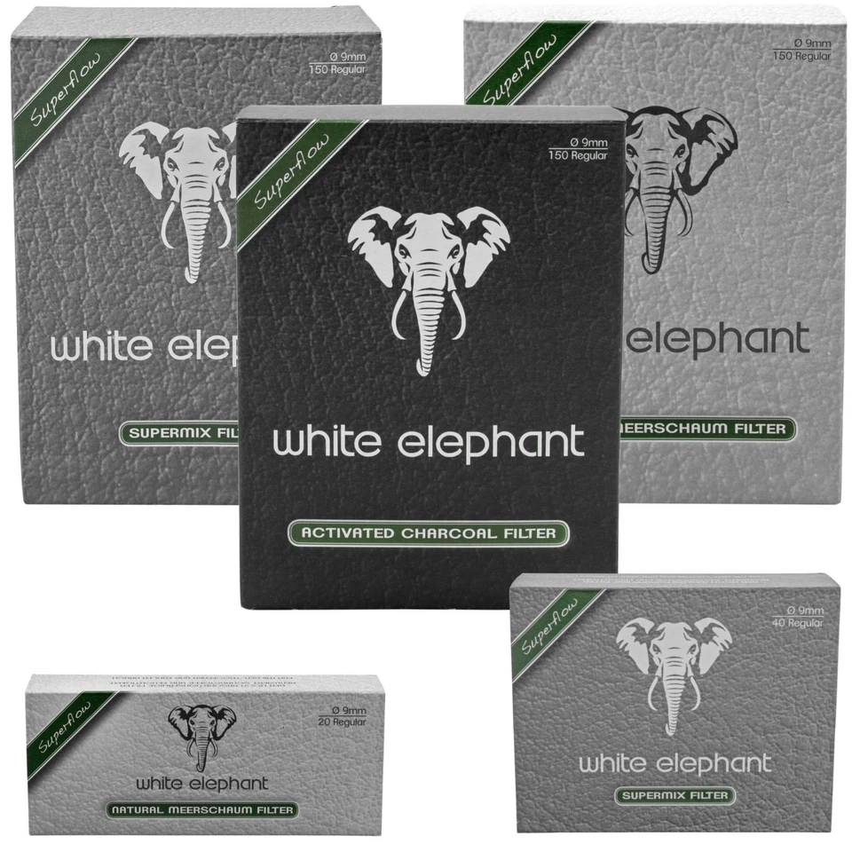 Pfeifenfilter WHITE ELEPHANT 9mm Meerschaum / Aktivkohle Superflow Filter Pfeife - Bild 1 von 1