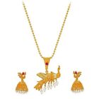 Pretty Pearl Gold Plated Peacock Pendant Set for Women (PS101338)