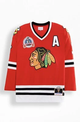 Camiseta deportiva Chris Chelios Chicago Blackhawks Mitchell & Ness NHL 91 línea azul Foto 1 de 2
