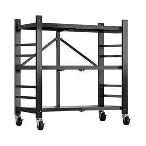 3 Tier/4 Tier/5 Tier Foldable Shelving Unit Heavy Duty Metal Shelves with Wheels - Picture 1 of 26