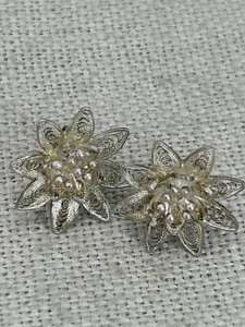 PENDIENTES VINTAGE DE PLATA 925 FILIGRANA FLOR - Imagen 1 de 8