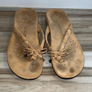 Vionic Bella Tan Cork Print Women’s Size 8 Flip Flop Slide Sandal Size 9 - Picture 1 of 7