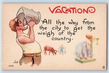 Wall Artist Signed Postcard Vacation Man Drinking All The Way From The City