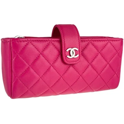 CHANEL Matelasse Lambskin Suede Pink Pouch 2822 - Image 1 of 4