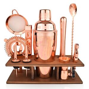 Bartender Kit Copper 11 Piece - Copper Parisian Cocktail Mixology Set - Rose ...