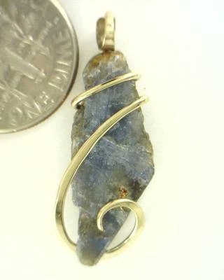 11.41ct Natural Rough Sapphire Crystal Section in 14kt Gold Wire Wrap Pendant - Image 1 of 4
