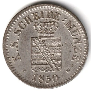1850 German States Saxony Groschen Silver Low Mintage Nice Free Shipping - Picture 1 of 2