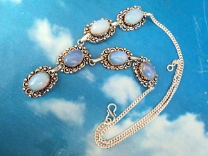 COLLANA HERMOSA GIOIELLI SILVER LAVORAZIONE D'ARTE ORAFA 6 OPALINE CM 55 - Foto 1 di 5