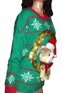 Mujer Gato Gatito Gatito Animal Feo Navidad Suéter Fiesta Talla Grande 2X NUEVO - Imagen 1 de 2