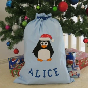 PERSONALISED CHRISTMAS/SANTA SACK - Penguin Design- - Picture 1 of 12