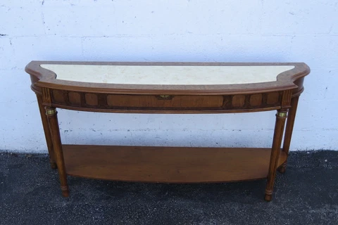 Hollywood Regency Stone Top  Long Narrow Library TV Console Table 3897 Cover