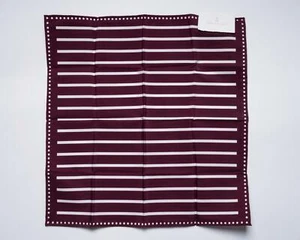 Brunello Cucinelli $195 Cotton Pocket Square Barolo Red White Striped Dot Print - Picture 1 of 4